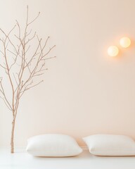 Aufkleber - Minimalist Retreat Room with Soft Pastel Lighting and Serene Ambiance