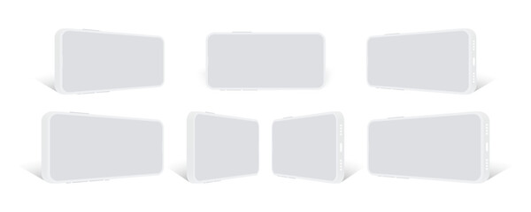 Poster - 3D Horizontal Smartphone Mockup: White Screen Clay Smart Device on White Background - Landscape Design