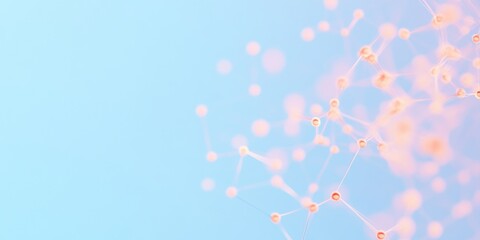 Aufkleber - Abstract Glowing Quantum Particle Network on Soft Blue Background
