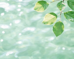 Poster - Dreamy Nature with Sunlit River and Green Foliage in Gentle Documentary Style