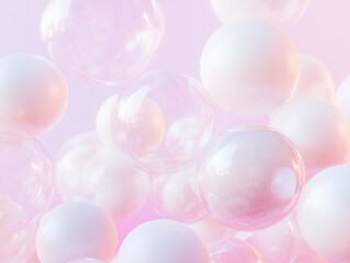 Poster - Ethereal Glow Spheres in Pastel Harmony - Abstract Science Concept