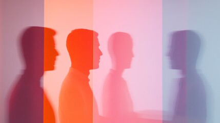 Aufkleber - Abstract Holographic Chat Silhouetted Figures in Gradient Hues