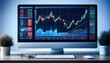 © 순단 강 - Trading monitor with high resolution stock chart screen showing various technical indicators and candlestick patterns