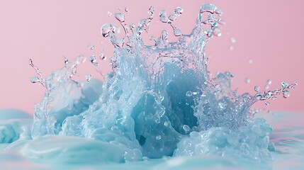 Wall Mural - A Stunning Splash of Light Blue Water Against Pink