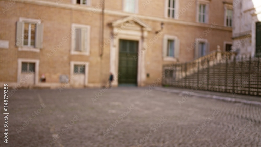 Blurred scene captures old street in rome with architectural background ...