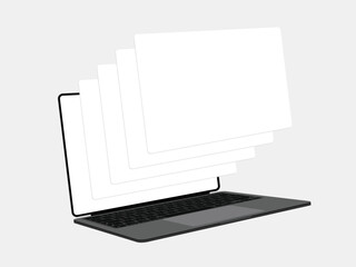 Poster - Laptop Computer Mockup with Blank Wireframing Pages: Ideal for Showcasing Web Design Projects - Vector Illustration.