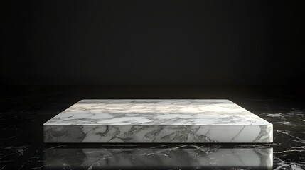 Wall Mural - White Marble Platform on Black Marble Floor