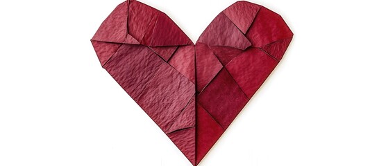 Wall Mural - A geometric heart made of red paper, symbolizing love and affection.