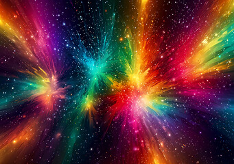 Leinwandbilder - Abstract colorful background with space for text, stars and nebula