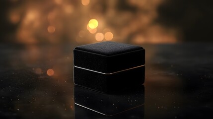 Wall Mural - Black Velvet Ring Box on Dark Background