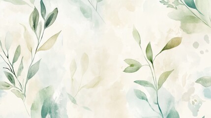 Poster - Elegant greenery patterns abstract nature digital art serene environment soft colors tranquil concept for home decor