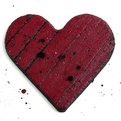 Wall Mural - A red wooden heart shape with a textured surface, symbolizing love.