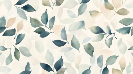 Poster - Elegant watercolor leaf pattern nature background design calm environment aesthetic viewpoint organic concept for decor