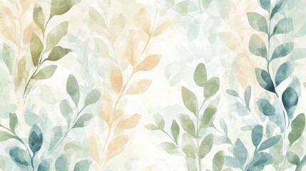 Poster - Gentle leaf patterns abstract nature art digital wallpaper soft colors aesthetic view serenity concept for relaxation