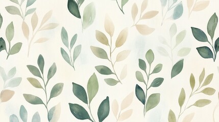 Poster - Botanical watercolor leaves pattern artistic design nature abstract top-down visual aesthetics for crafting