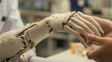 Poster - robotic arm demonstrates precision in human interaction laboratory setting educational content close