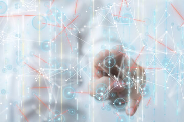 Fototapete - Neural network 3D illustration. Big data and cybersecurity