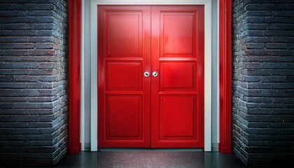 red door in a wall