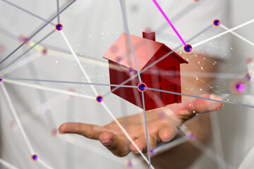 Poster - house. data Big data visualization background.Abstract technology - 3d