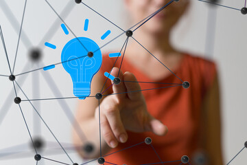 Poster - Neural network 3D illustration. Big data and cybersecurity