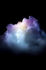 Poster - Ethereal cloud formation with vibrant colors against a black background.