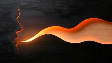 Aufkleber - A stylized silhouette of a face with a flowing, luminous shape representing breathing or expression.