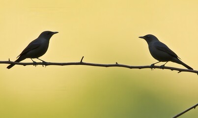 Two birds perched on a branch against a softly blurred background.