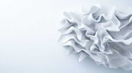 Wall Mural - Abstract white wave forms, flowing, textured 3D render.