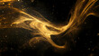 © Thiago - Auric universe symphony: abstract art deep space in flowing black and gold. Auric. Illustration