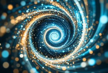 Leinwandbilder - Abstract spiral with light particles, dynamic vortex background design.