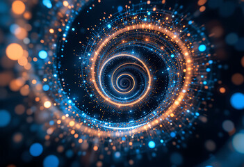 Leinwandbilder - Abstract spiral with light particles, dynamic vortex background design.