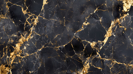 Poster - Luxurious black obsidian marble with gold abstract pattern texture background. Obsidian. Illustration