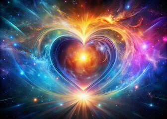 Wall Mural - Cosmic Heart: Soul's Sanctuary, Esoteric Universal Love, Mystical Chakra Connection