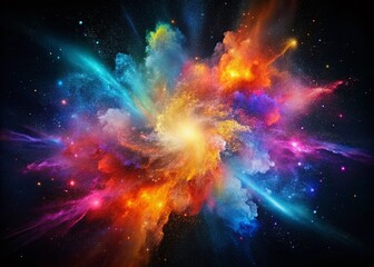 Wall Mural - Cosmic Nebula Explosion: Vibrant Multicolored Stardust in Deep Space
