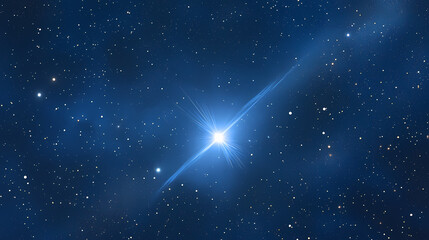 bright star shining in the night sky, surrounded by a cosmic field of scattered light. quasar. illus