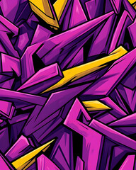 Wall Mural - Purple and Gold Graffiti Art Seamless Pattern Background Texture for Urban Design. Generative AI