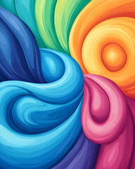 Wall Mural - Vibrant swirling paint colors abstract background design for website or print. Generative AI