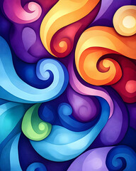 Wall Mural - Vibrant Swirls Abstract Art Background for Digital Design. Generative AI