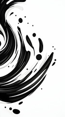 Wall Mural - Abstract Black White Swirl Ink Splash Design Background. Generative AI