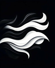 Wall Mural - Abstract Black White Wave Design, Digital Art Background, Graphic Resource. Generative AI