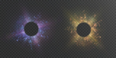Leinwandbilder - Abstract light explosion with space for text or object in the center, bright light object for illustrations or game interfaces. Vector