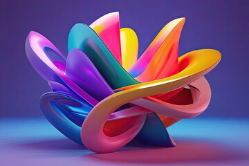 Poster - Vibrant Abstract 3D Shape Render in Dynamic Colors