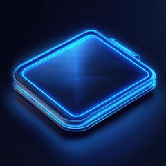 Poster - A sleek, glowing blue wallet with a modern design, illuminated against a dark backdrop.