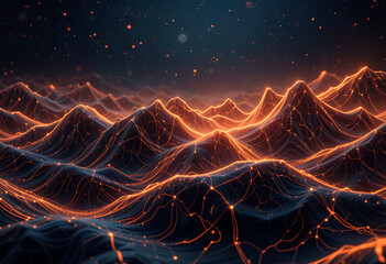 Leinwandbilder - Abstract topographic patterns with glowing highlights, modern tech background design