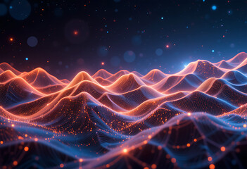 Leinwandbilder - Abstract topographic patterns with glowing highlights, modern tech background design