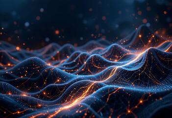 Leinwandbilder - Abstract topographic patterns with glowing highlights, modern tech background design
