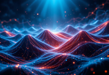 Leinwandbilder - Abstract topographic patterns with glowing highlights, modern tech background design