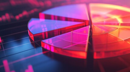 Poster - Abstract 3D Pie Chart with Vivid Colors on a Dark Background Representing Data Visualization and Statistical Analysis in a Modern Business Environment