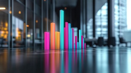 Poster - Abstract Colorful Bar Graph Representing Modern Data Visualization in a Contemporary Office Environment