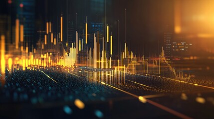 Poster - Abstract visualization of financial data with glowing charts and graphs representing stock market trends and trading activities in a modern digital environment